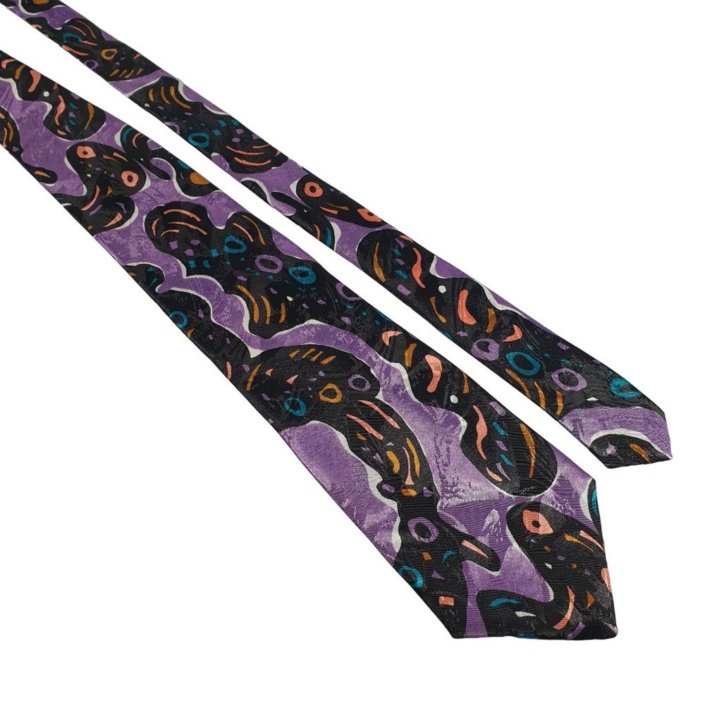 Elements Art Deco Mens Necktie Tie Designer Accessory Purple Work Dad Gift